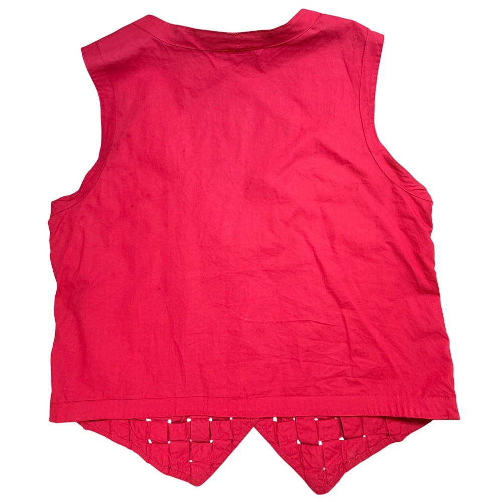EllenVintage Red Woven Vest Western Charms Longhorn Cowboy Boot L Rodeo Festive - Picture 8 of 10